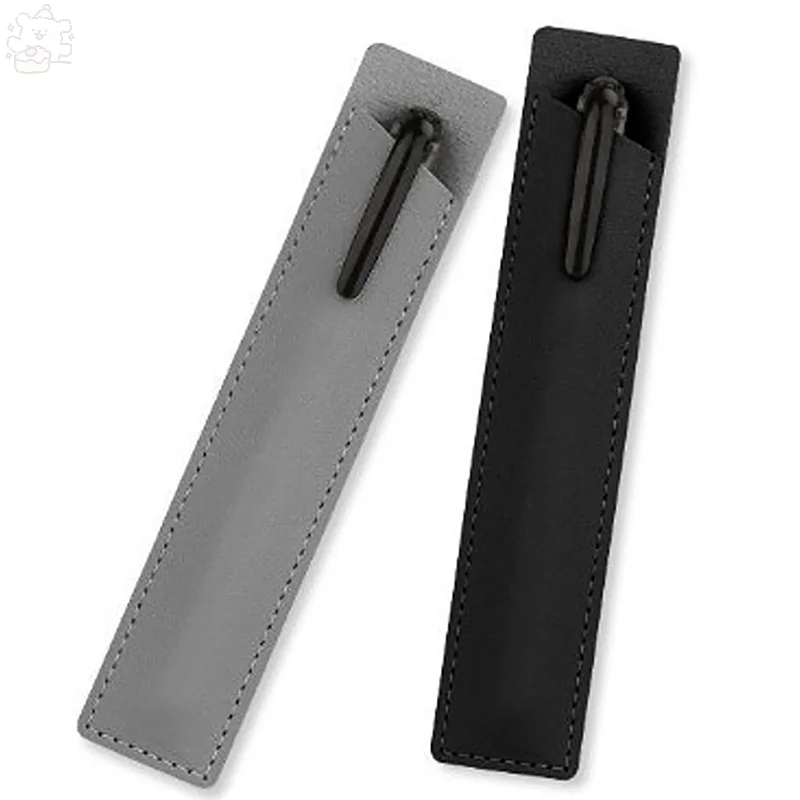 Portable PU Leather Pen Case Solid Color Scratch-resistant