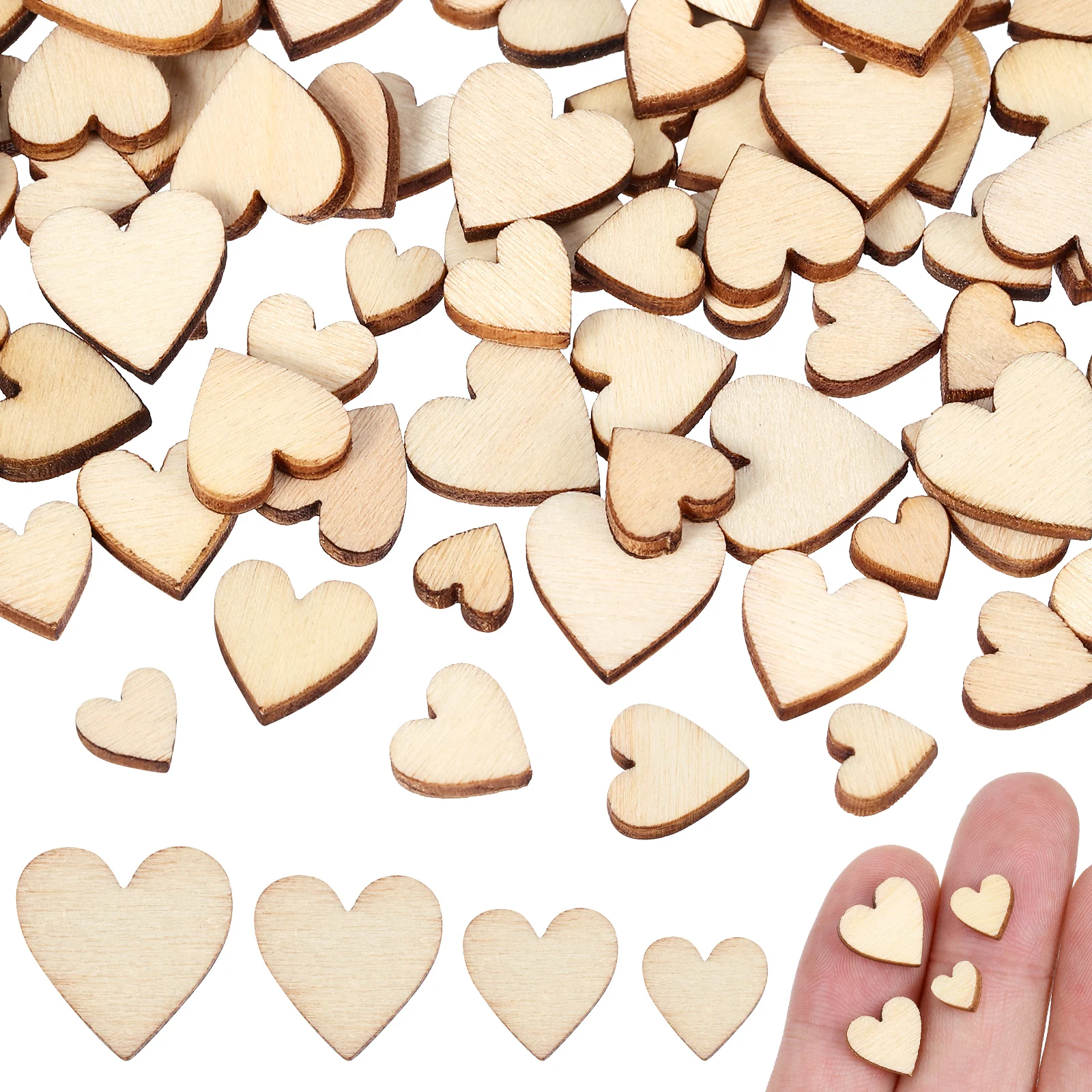 

250 pcs Wooden Slices Heart Shaped Blank Crafts Supplies Durable Lightweight DIY naments Decoupage Projects Art Sewing
