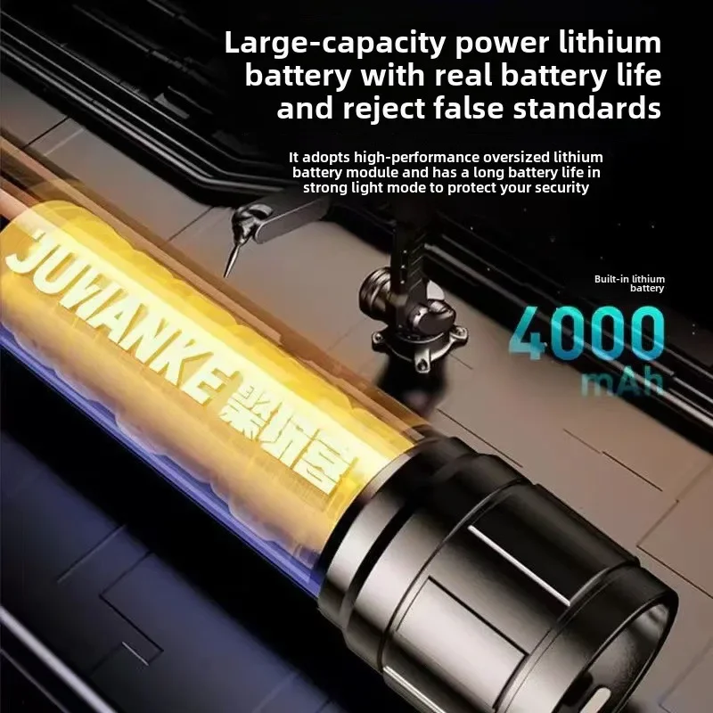 New Strong Light Flashlight USB Charging Ultra Bright Outdoor Long Range Zoom with LED Digital Display Type-C Fast Charging