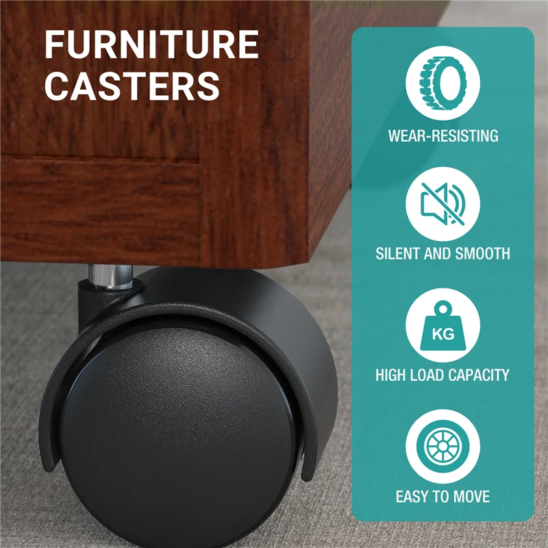 A26F-Set Of 4 Screw In Caster Wheels - 2 With Lock Function