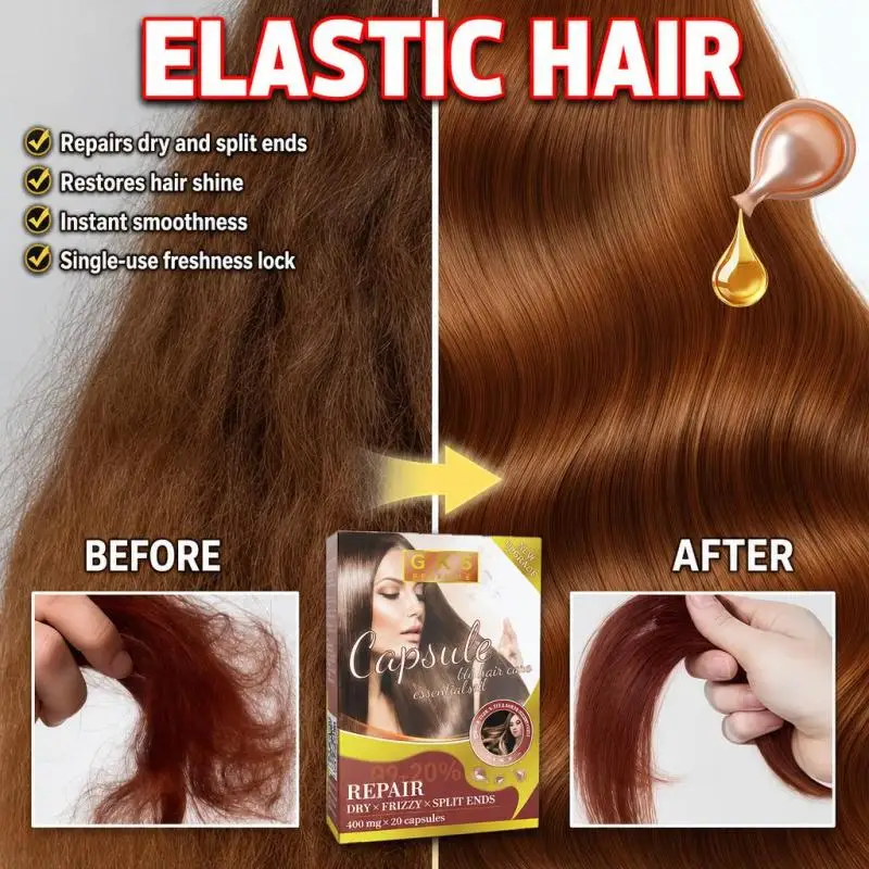 Non‑greasy Disposable Hair Conditioning Capsule Serum Lock‑Fresh Single‑Dose Hair Care Product, Revitalize Lifeless Dry Hair, Smooth Frizzy Strands, Improve Split Ends Look, Create Sleek Glossy Hairstyle Effect for Home & Outdoor Daily Hair Beauty Use
