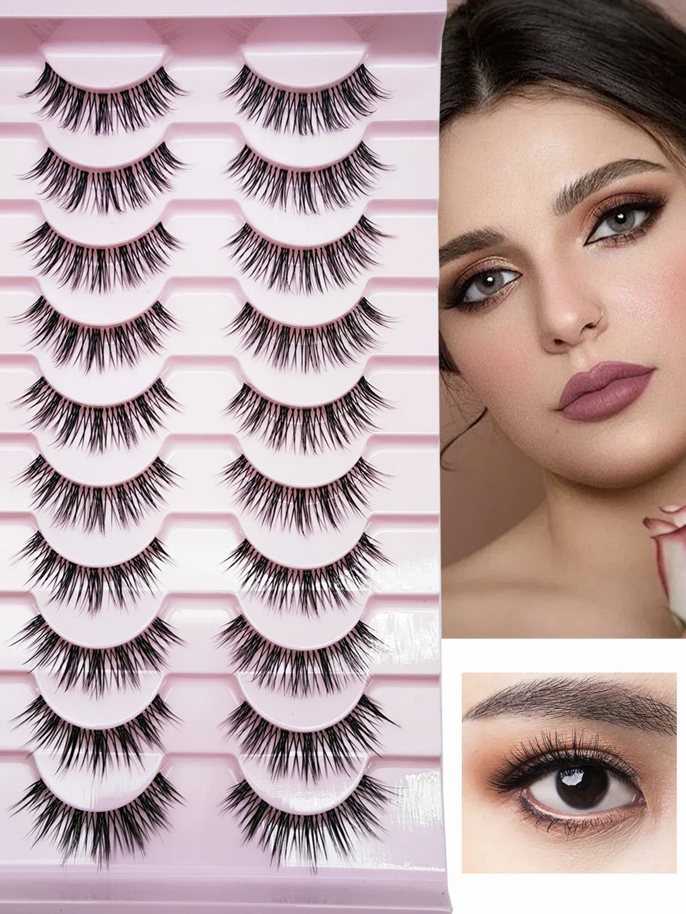 10 أزواج من المانجا، الشيطان الصغير، الجنية الطبيعية، رموش صناعية ثلاثية الأبعاد، مظهر طبيعي مناسب لتزيين مكياج الحفلات اليومية