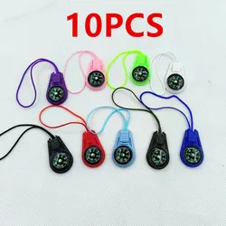 10 Pcs Multi-Color Mini Survival Compass Outdoor Camping Hiking Pocket Compass Liquid Filled Mini Compass on Cord for Emergency