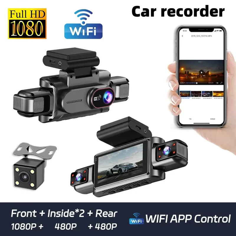 3-4 Channel WiFi Dash Cam, 1080P Full HD, APP WiFi Control, 3.5