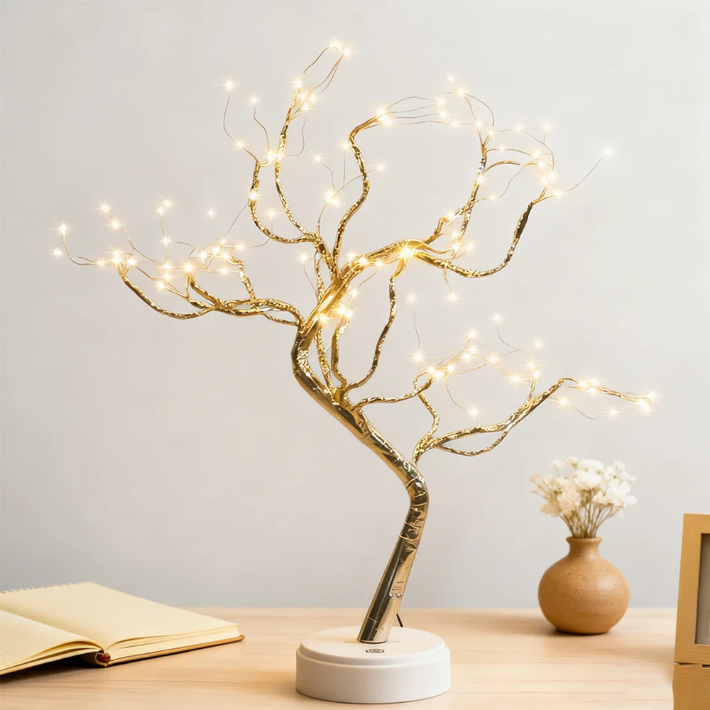 LED Tree Table Light Night Light Adjustable Branch Tabletop Night Lamp DIY Artificial Light with Battery Powered for Party Decor