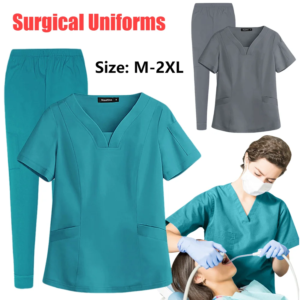 Surgical Uniforms Woman Medical Nurse Beauty Salon Workwear Clinical Suit Top Pants Doctor Nursing Work Clothes for Women Men