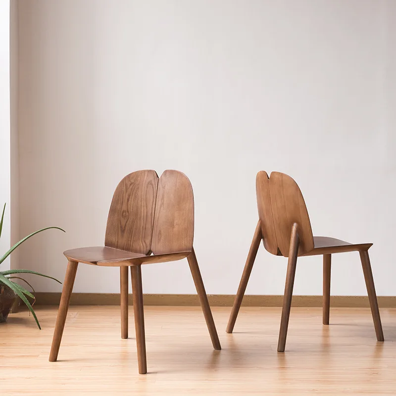Wuli Nordic Household Solid Wood Chair Designer Restaurant Study Dining Chair Modern Minimalist Backrest Chair