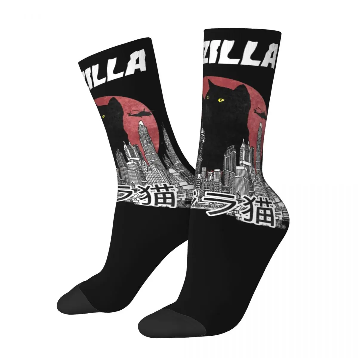 Happy Funny Heren Sokken Gekke Catzilla Cat Sock Sport Damessokken Lente Zomer Herfst Winter