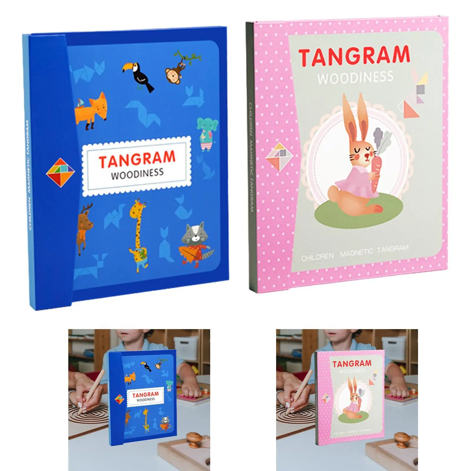 Tangram Puzzle Fun Color Perception Travel Game Shape Pattern Block for Children Kids Adults Boys Girls Preschool Birthday Gift