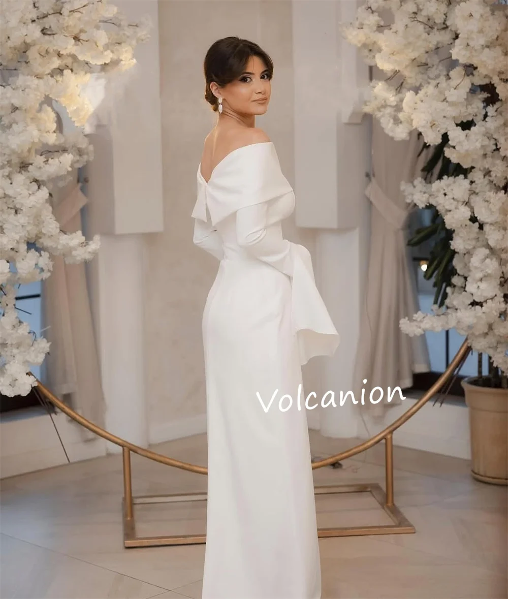 Customized Pleat A-line Off-the-shoulder Midi Dresses Bespoke Occasion Evening Party Elegant Simple Modern Style