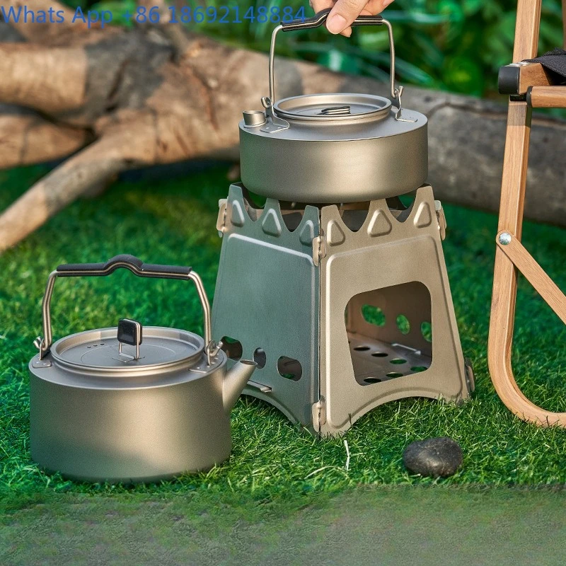 Titanium Camping Kettle for Outdoor Summer Travel Lightweight Portable Water Boiling Pot for Hiking and Picnic