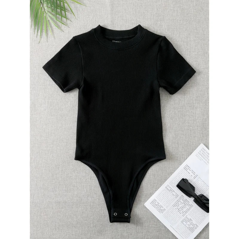 Women's Yoga Jumpsuit High-Stretch Shaping Body-Shaping Seamless Underwear Short-Sleeve Crew Neck Top-Shirt view 3