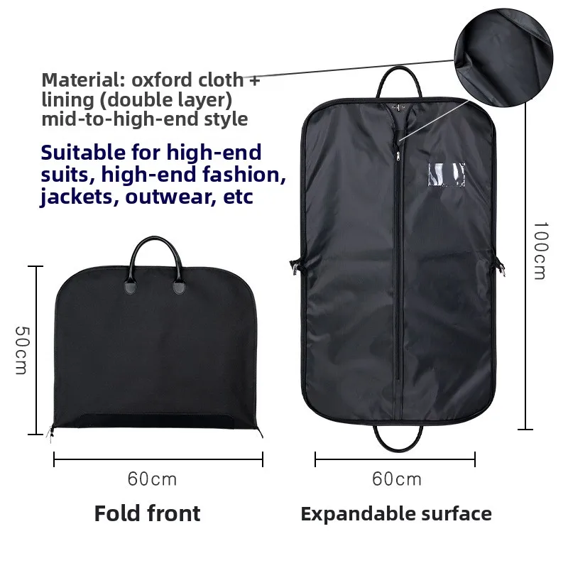 1pcs Men's travel blue garment bag equipped with   leather handles a dust-proof and wrinkle-resistant suit storage bag