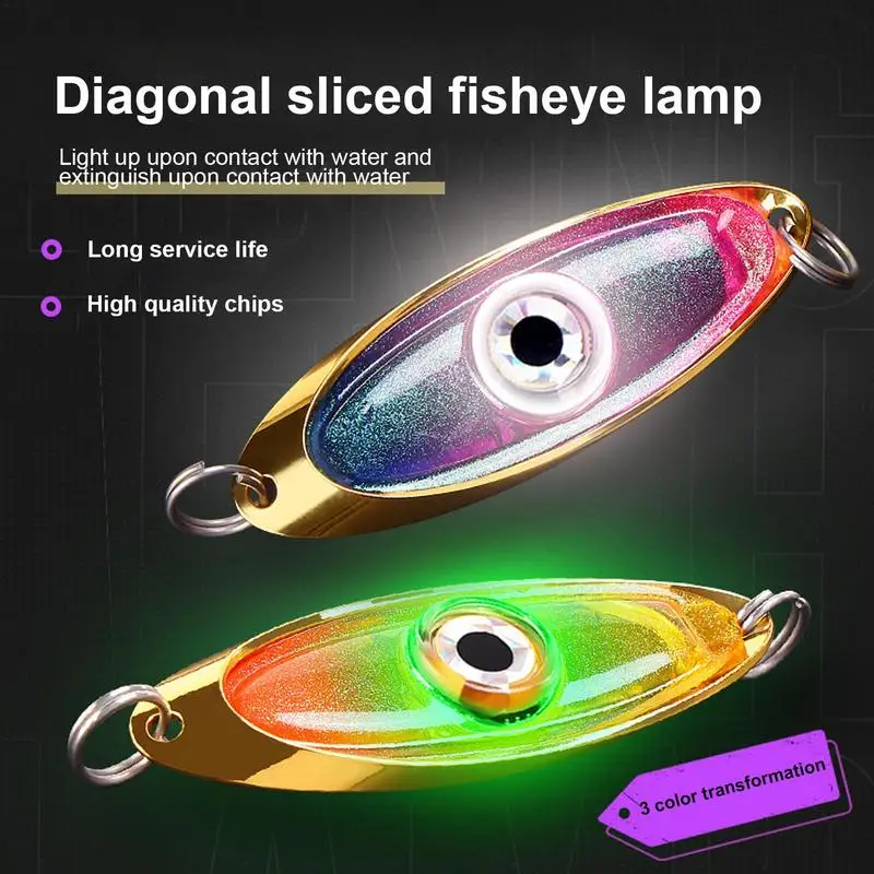 LED Fishing Lure Light Night Fishing Waterproof LED Eye-Shaped Squid Bait Glow In Dark Mini Underwater Flasher Lights For Bass