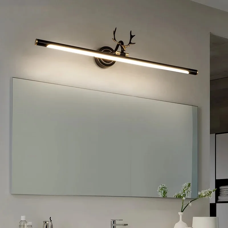 Imagem -06 - Modern Led Mirror Light For Washroom Maquiagem Vanity Cabinet Black Gold Antlers Banheiro Comodidades Decoração Lâmpada de Parede Iluminação Interior