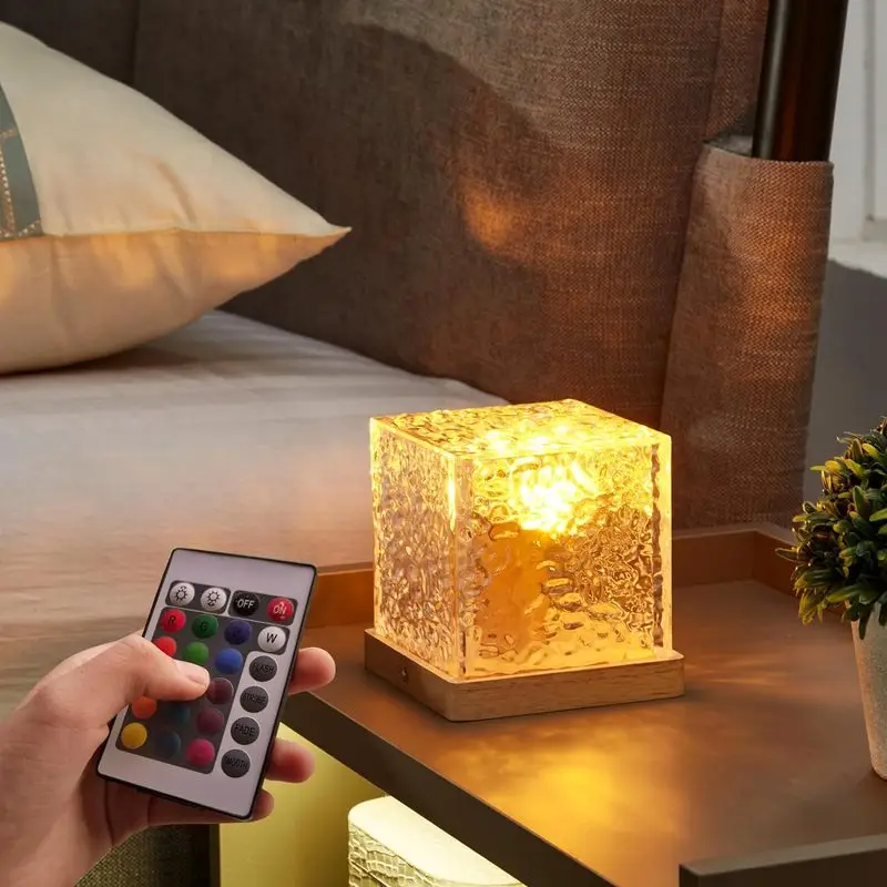 Northern Lights projector. LED projector with remote control. Rechargeable, dimmable cube wave lamp. Battery-powered night light