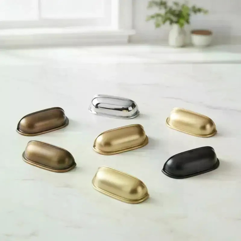 Shell Drawer Handle French Wardrobe Door Handle Nickel Brushed Cabinet Door Pull Kids Room Bookcase Desk Pull Furniture Hardwar