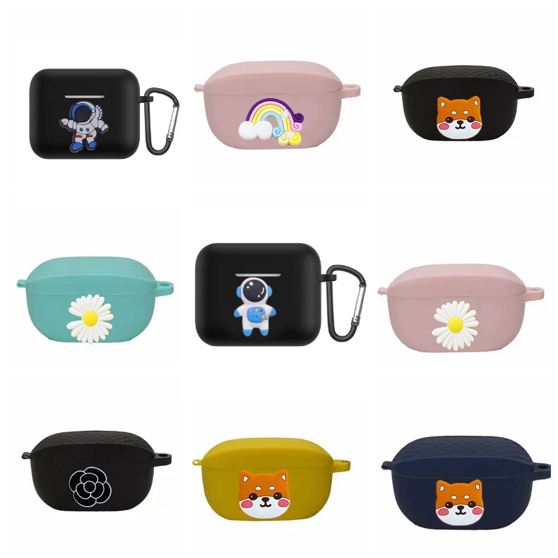 Fundas ل JBL موجة 100 TWS حالة مضحك الكلب الكرتون/زهرة سماعة سيليكون الحال بالنسبة JBL100TWS غطاء وقائي ل jbl w100