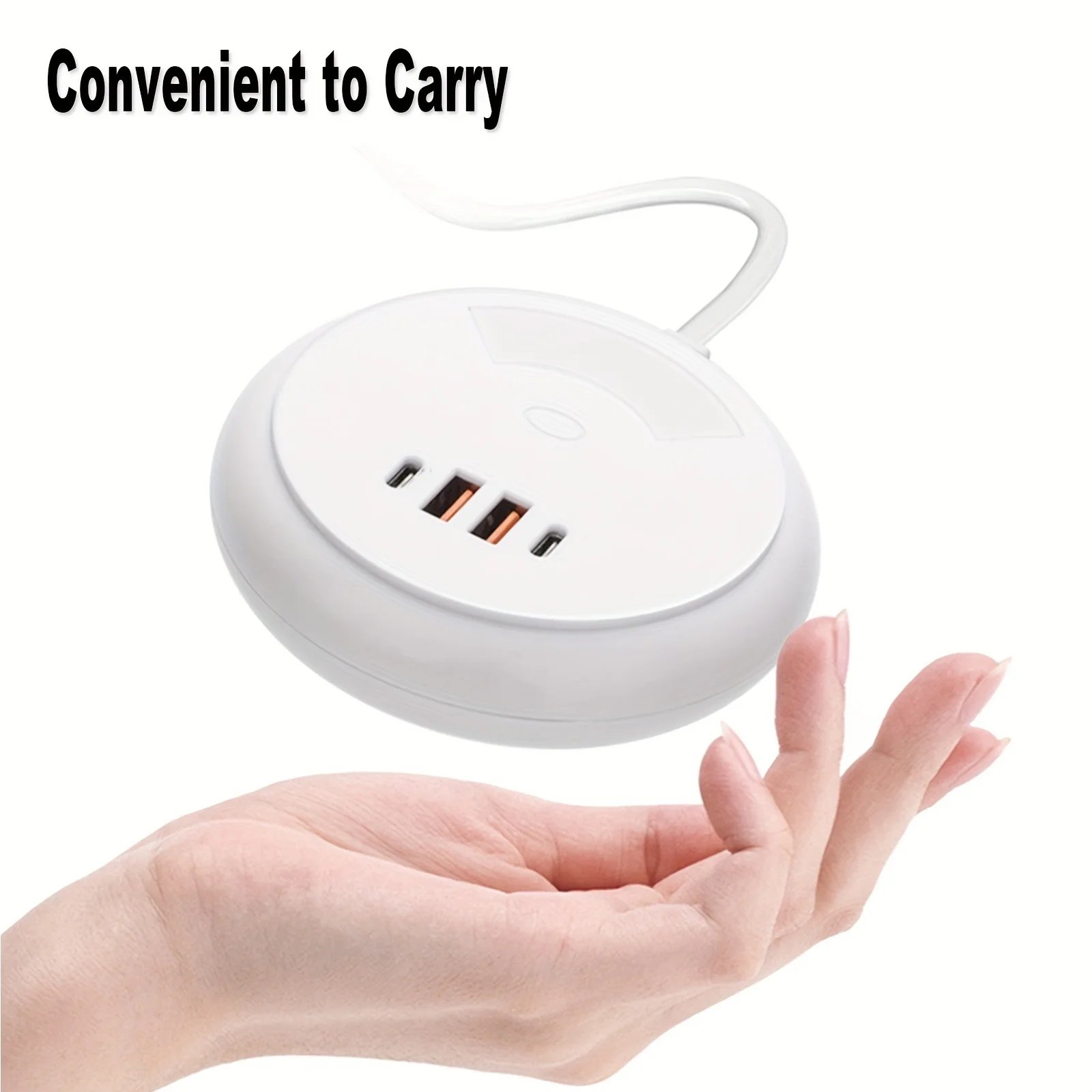 US Plug Multi-USB Port Mobile Phone Charger with Light - 2 USB-A & 2 USB-C Desktop Charging Station