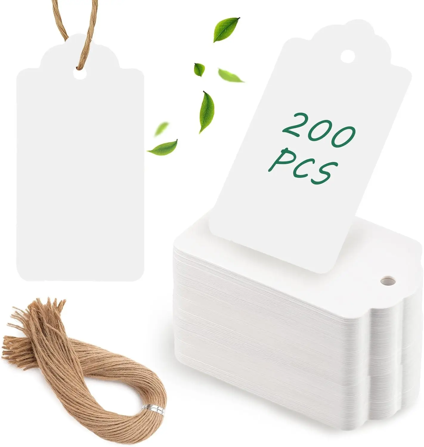 

200 Pack Gift Tags with String for Presents, 2.8x1.7 Inch Hang Tags for DIY Weddings Bridal Baby Showers Birthdays