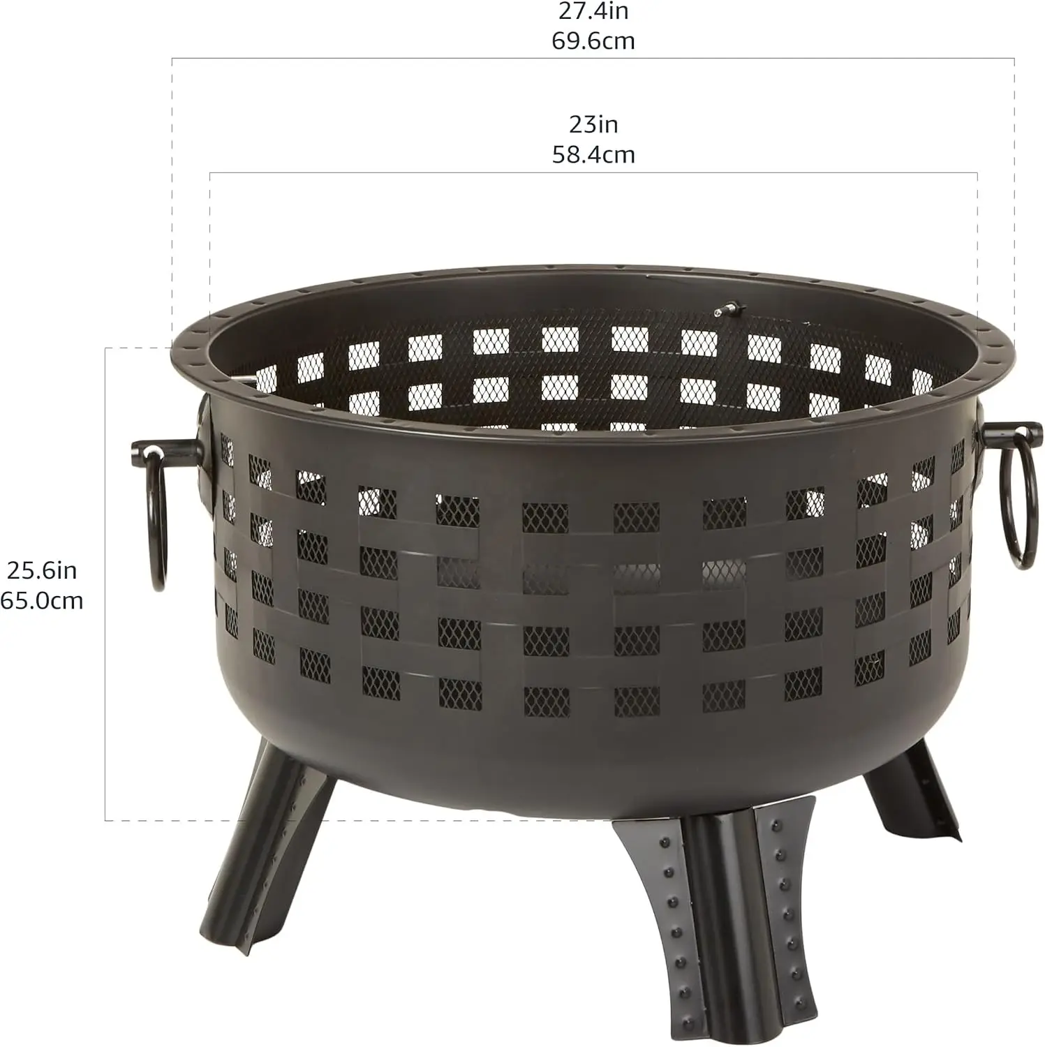 Outdoor Wood Burning Fire Pit, Heavy Duty Round Steel Firepit, Backyard Patio Heating Stove, Camping Bonfire Bowl, Garden Lattice Heating Centerpiece, Easy Assembly Basin