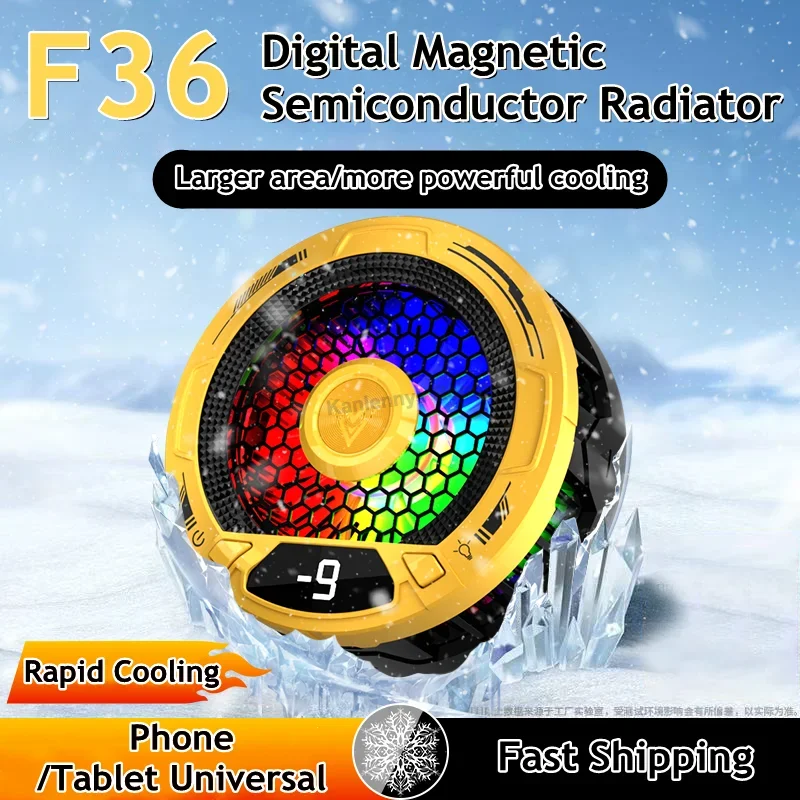 2025 NEW F36 Semiconductor PUBG Cooler W/ RGB Colorful Efficient Light Magnetic Cooling Radiator for PUBG Gaming Cool Heat Sink