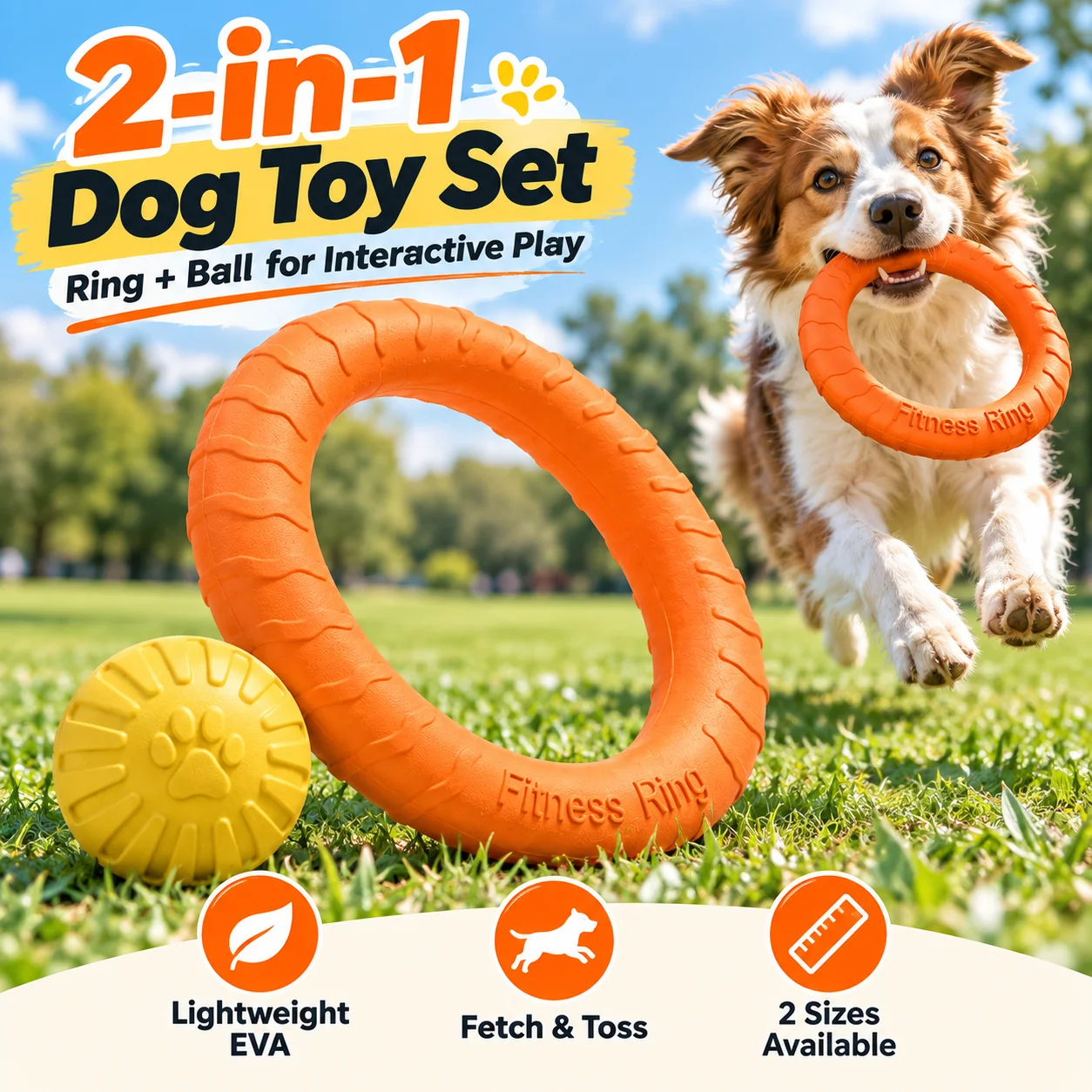 Flying Disc Dog Training Toy - Набор из 2 интерактивных игрушек для