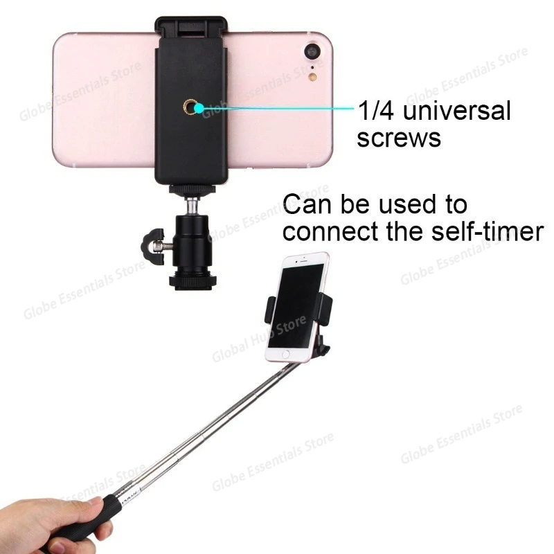 1/4 Screw Interface, 360-degree Rotating Metal Hot Shoe, Small Gimbal, Mobile Phone Stand, Stabilizer, One-piece Clip