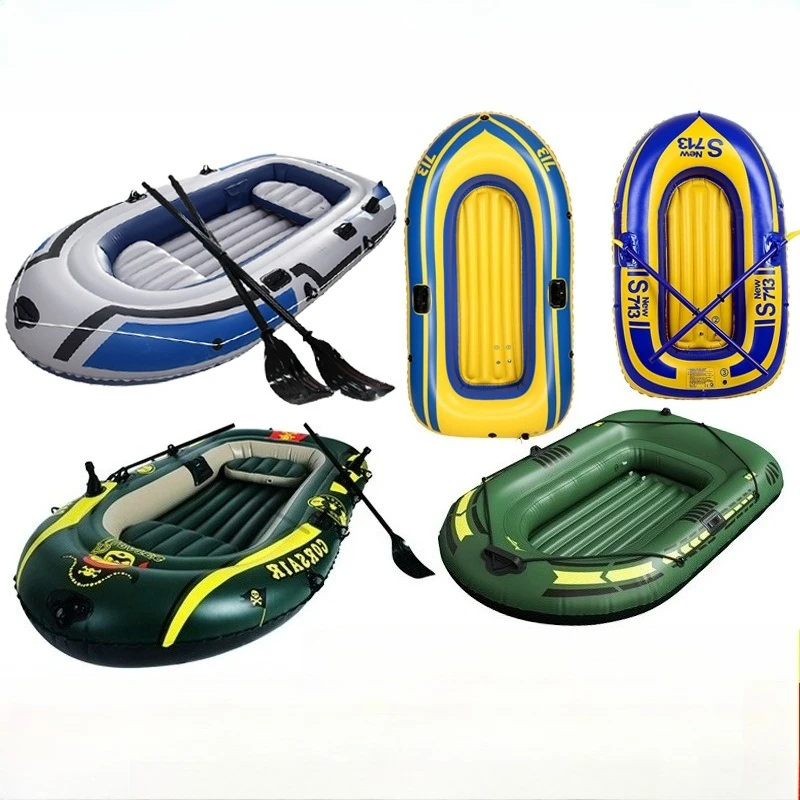 Heavy Duty PVC Inflatable Kayak Fishing Boat – Portable Raft Dinghy with Wear-Resistant Hull, for River Lake Drifting & Fishing