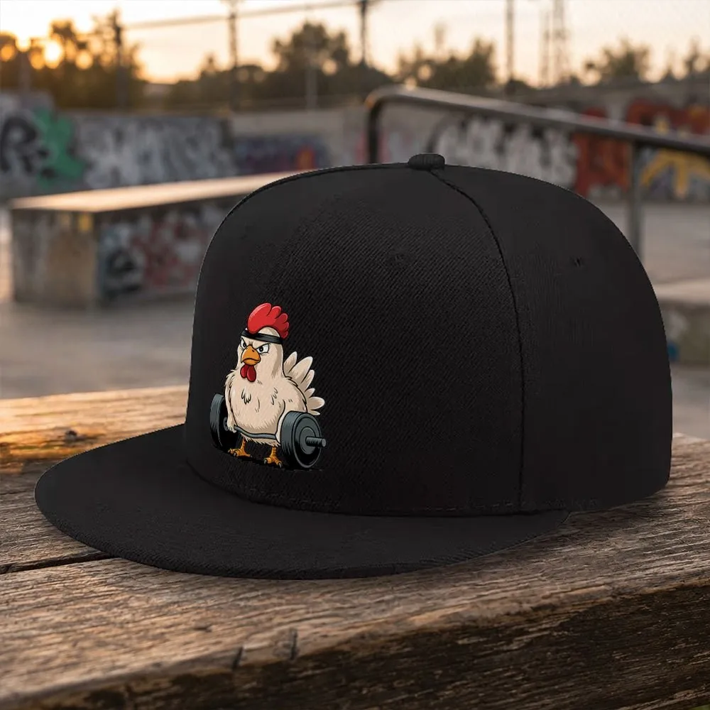 Fitness Chick Graphic Baseball Cap Unisex Adjustable Flat Brim Hat for Gym Outdoor Casual Wear