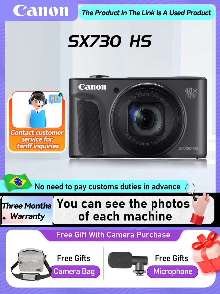 Canon PowerShot SX730 HS SX60 HS Portable Small Card Digital Camera 40X Optical Zoom Lens 1080P HD Video Cameras SX730 SX60（Used