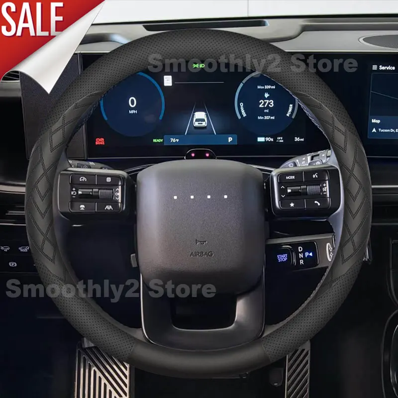 Leather Car Steering Wheel Cover For Hyundai IONIQ 9 2025 2026 Grandeur GN7 2023 2024 2025 Non-slip Auto Interior Accessories