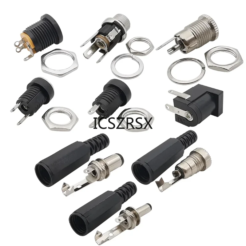10Pcs DC Power Jack Socket Connector 5.5*2.1mm 3.5x1.3mm Male Female DC005 DC022 DC099 DC plug socket Nut Panel Mount Adapter