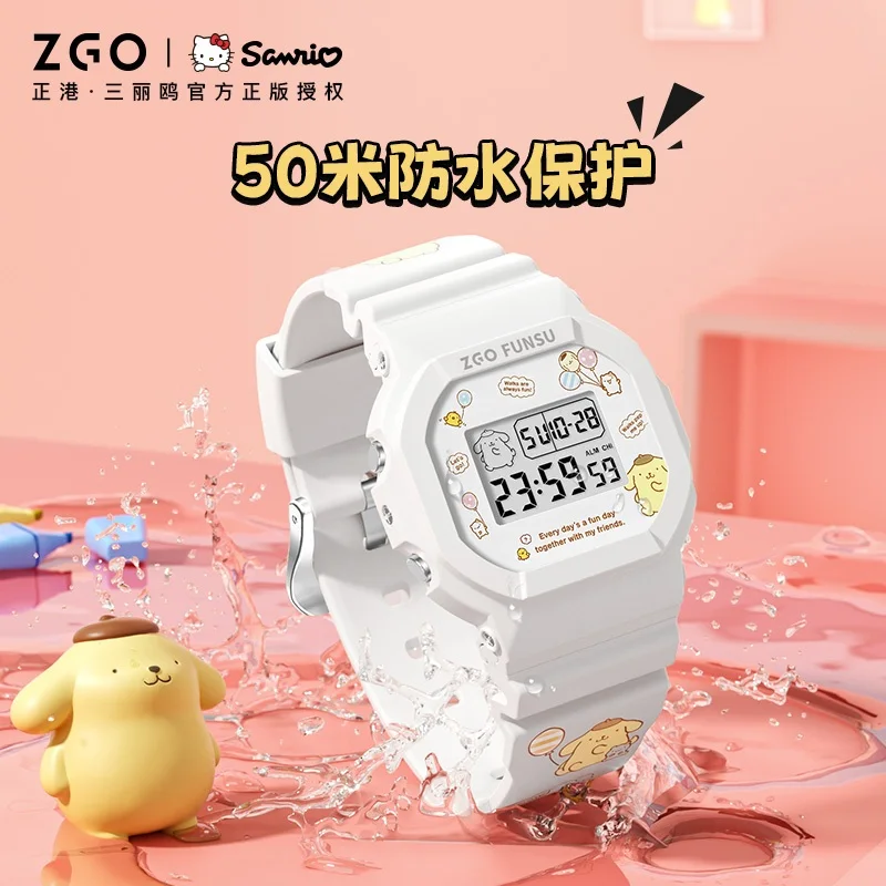 Zgo X Sanrio pompopurin jam tangan Baji Perempuan kids Boys Girls electronic watch waterproof original multifunction 8611