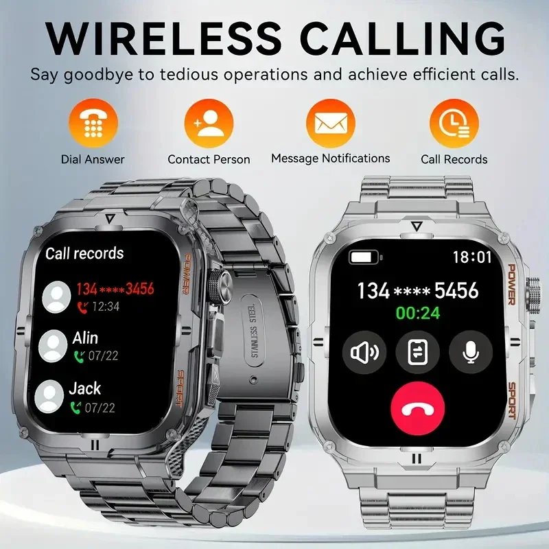 2026 New Men's Outdoor Fitness Smart Watch with Flashlight Multi-Functional Reminder 3D Dynamic Dial Sports Trajectory Tracker