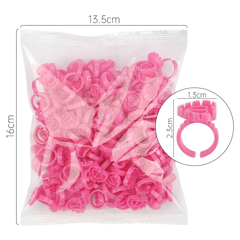 300 PCS Disposable Heart-shaped Plastic Glue Ring Cup Eyelash Extension Tattoo Pigment Holder Pallet Lash Makeup Supplies Tools