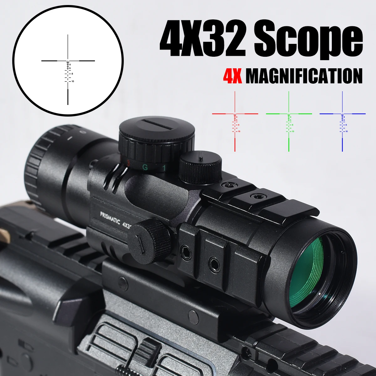 

4X32 Scope Hunting Optical Sight Tactical Rifle Scope Green Red Dot Light Rifle Cross Spotting Scope for Rifle Hunting