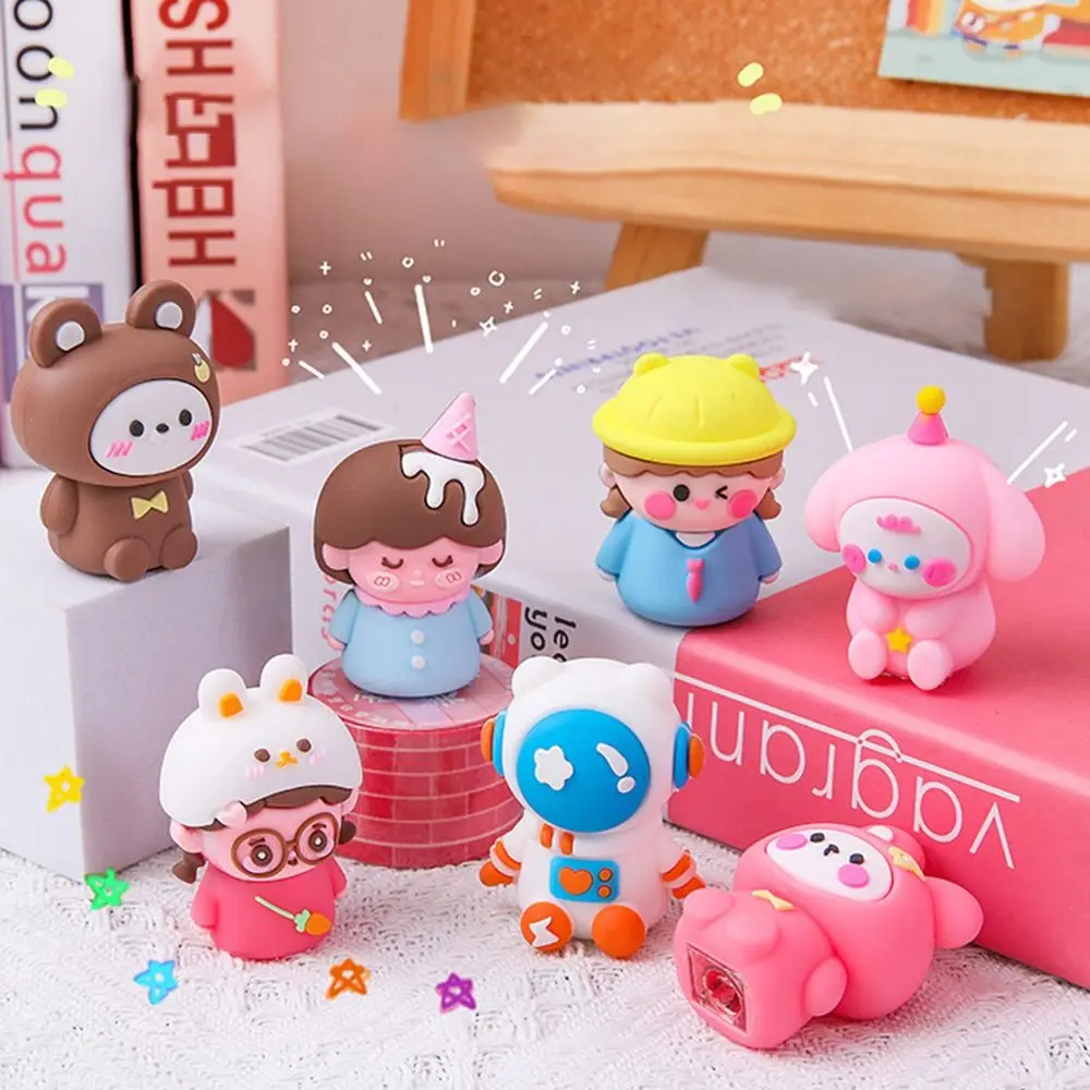 Kawaii Novelty Soft Silicone Animals Girl Pencil Sharpener Cute Stationery School Office Supplies Mini Portable Gift Prizes Kids