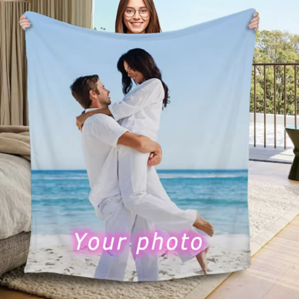 I Love You Custom Blanket with Photo Collage Text Personalized Picture Throw Blanket for Christmas Valentine's Day Birthday Gift