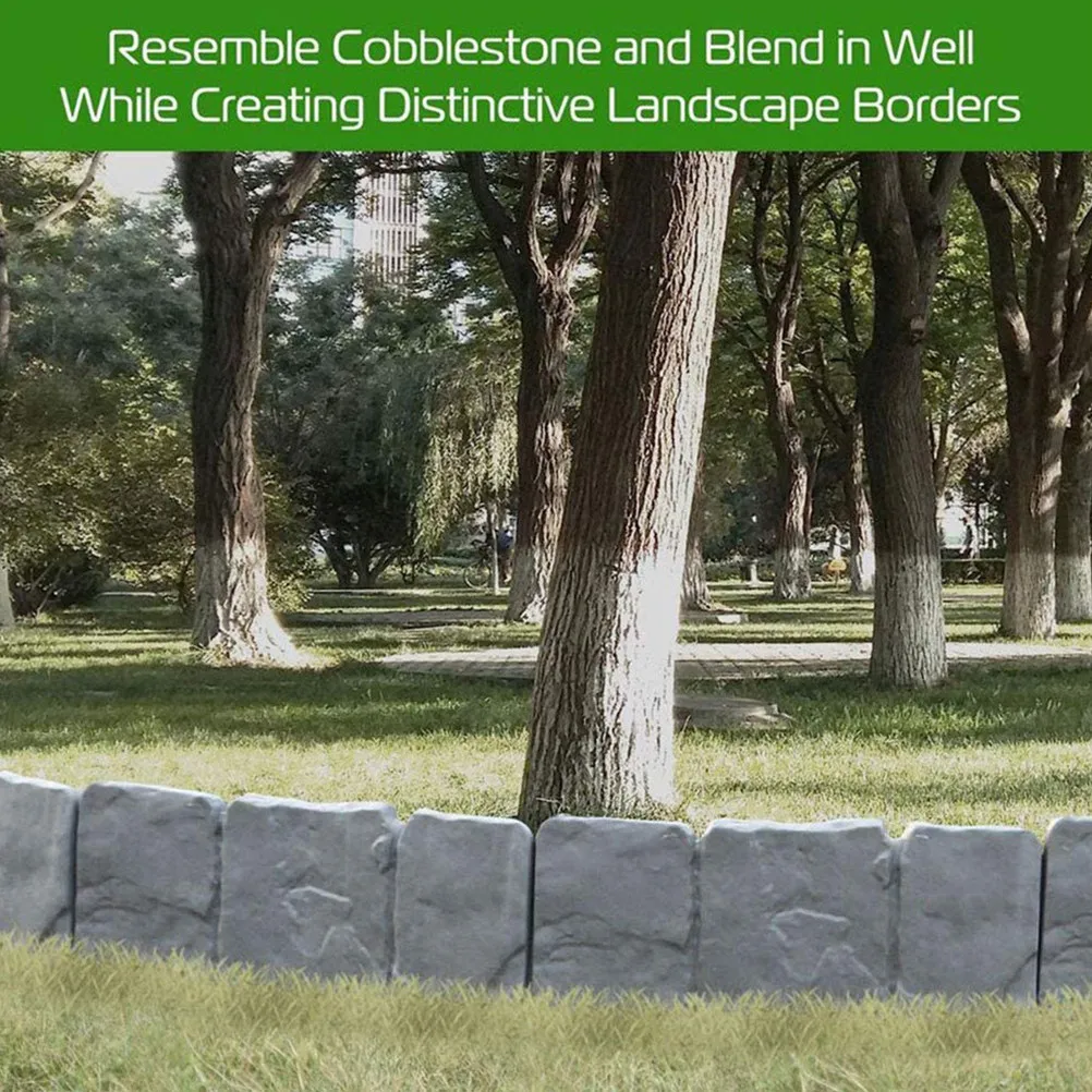 

20 шт. пластиковых декоративных бордюров для сада, имитирующих каменную кладку, для газонов, клумб, деревьев, дорожек, декоративные, всепогодные, многоразовые