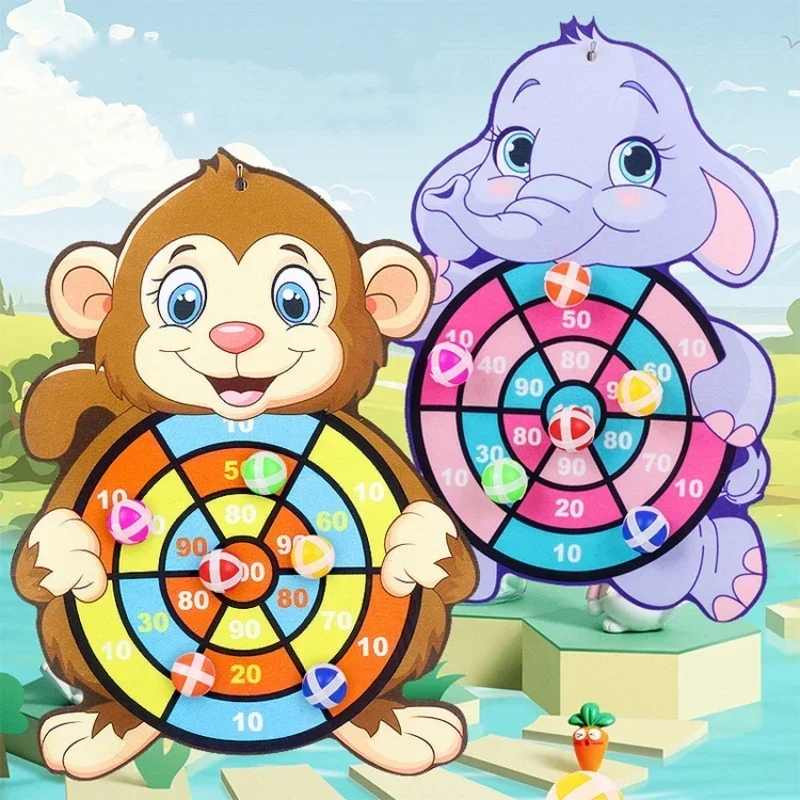 Child Montessori Toys for Kids 2 to 4 Years Old Cartoon Animal Dart Board Sticky Ball Family Interactive Educational Toys Baby