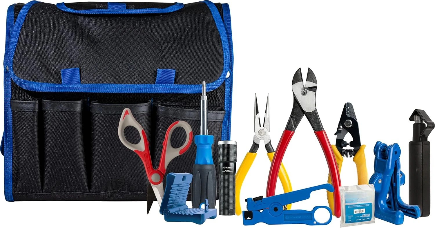 

12 Piece Fiber Optic Cable Access and Termination Tools Set with Stripping, Ringing, and Cutting Tools