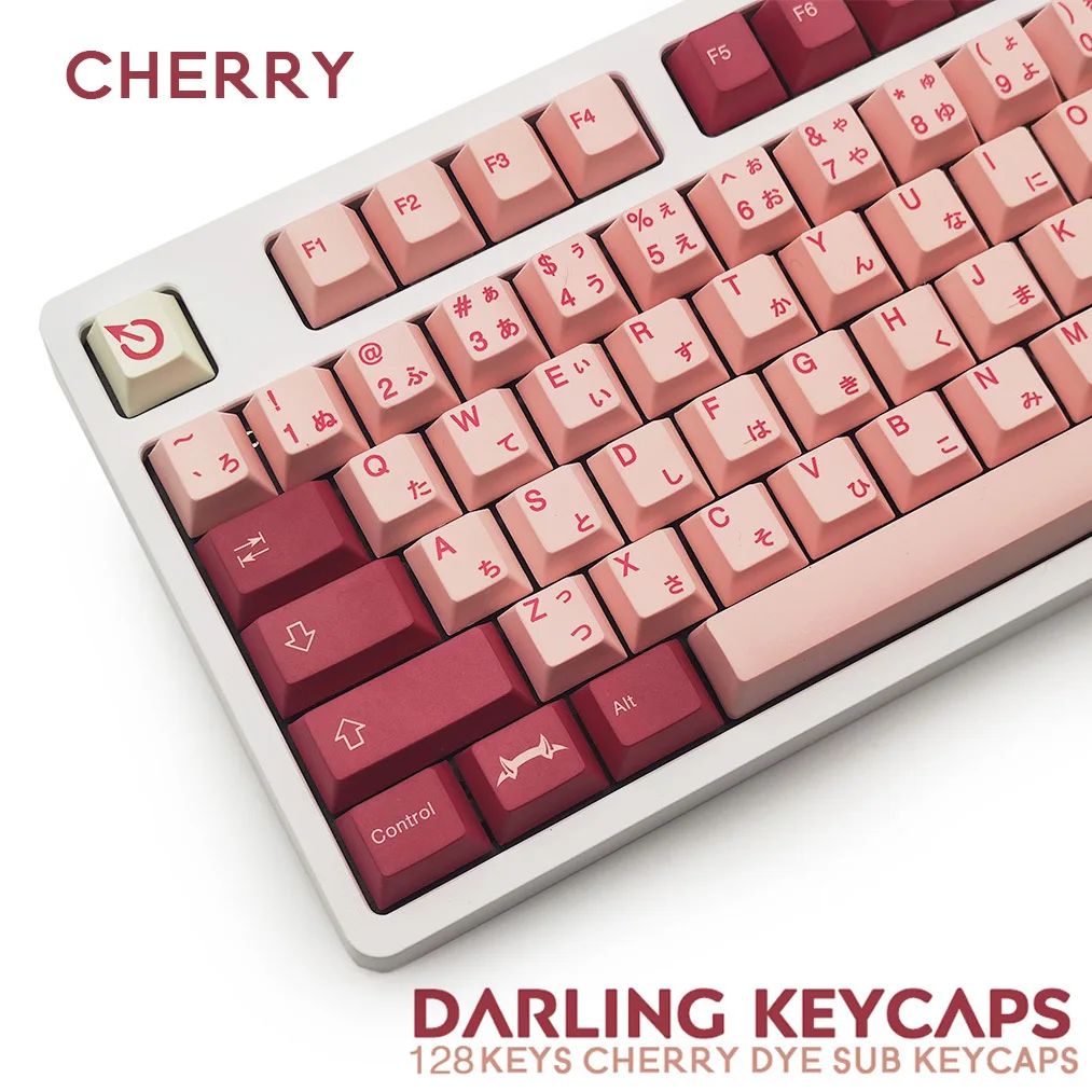 

Large Set PBT Keycaps Cherry Profile DYE SUB Keycap Japanese Personality For MX Switch Mechanical Keyboards Custom Pink