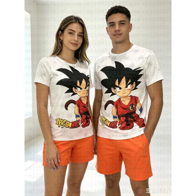 Dragon Ball Goku Super Saiyan Adult and Children 3D Printed Pajamas, T-shirt and Pants Two-piece Loungewear, Shorts for Friends