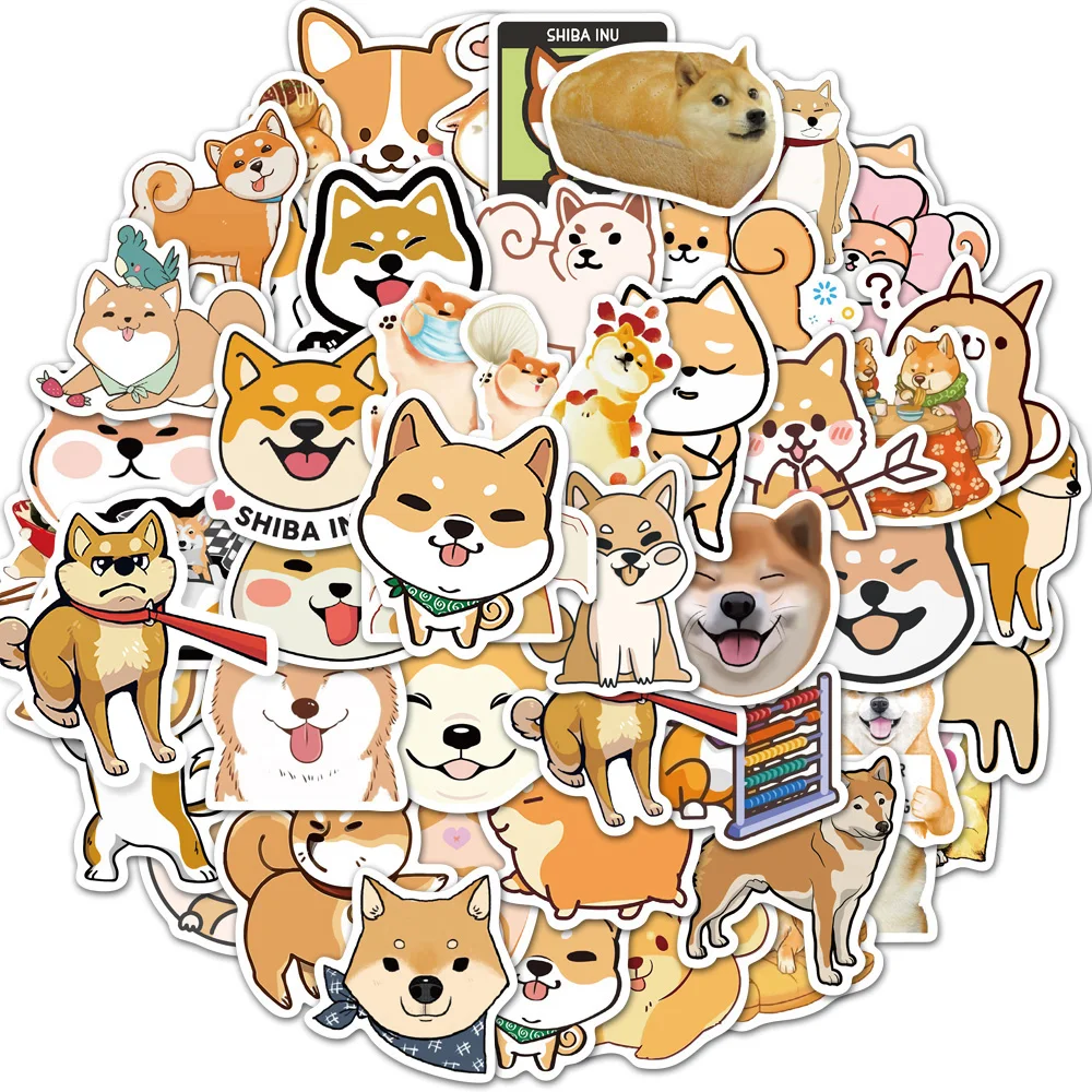 

50pcs Shiba Inu Dog Cartoon Sticker, Waterproof Decorative Computer Helmet Phone Case and Guitar
