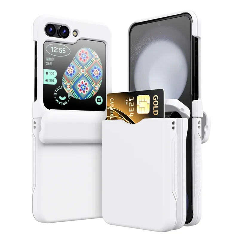 Mit Kartenhalter Schutzhülle für Samsung Galaxy Z Flip 8 7 FE 6 5 4 Flip6 Flip5 Flip4 Vollständig Scharniergeschützte Stoßfeste Hülle – Detail 2