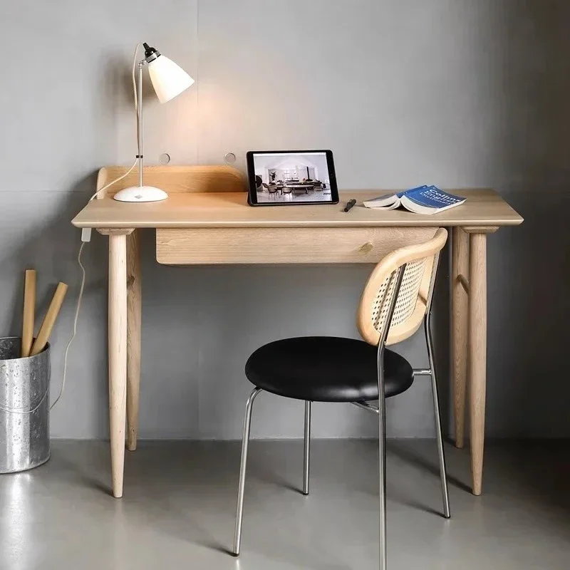 A  Nordic solid wood double desk Japanese modern simple retro full oak rectangular desk