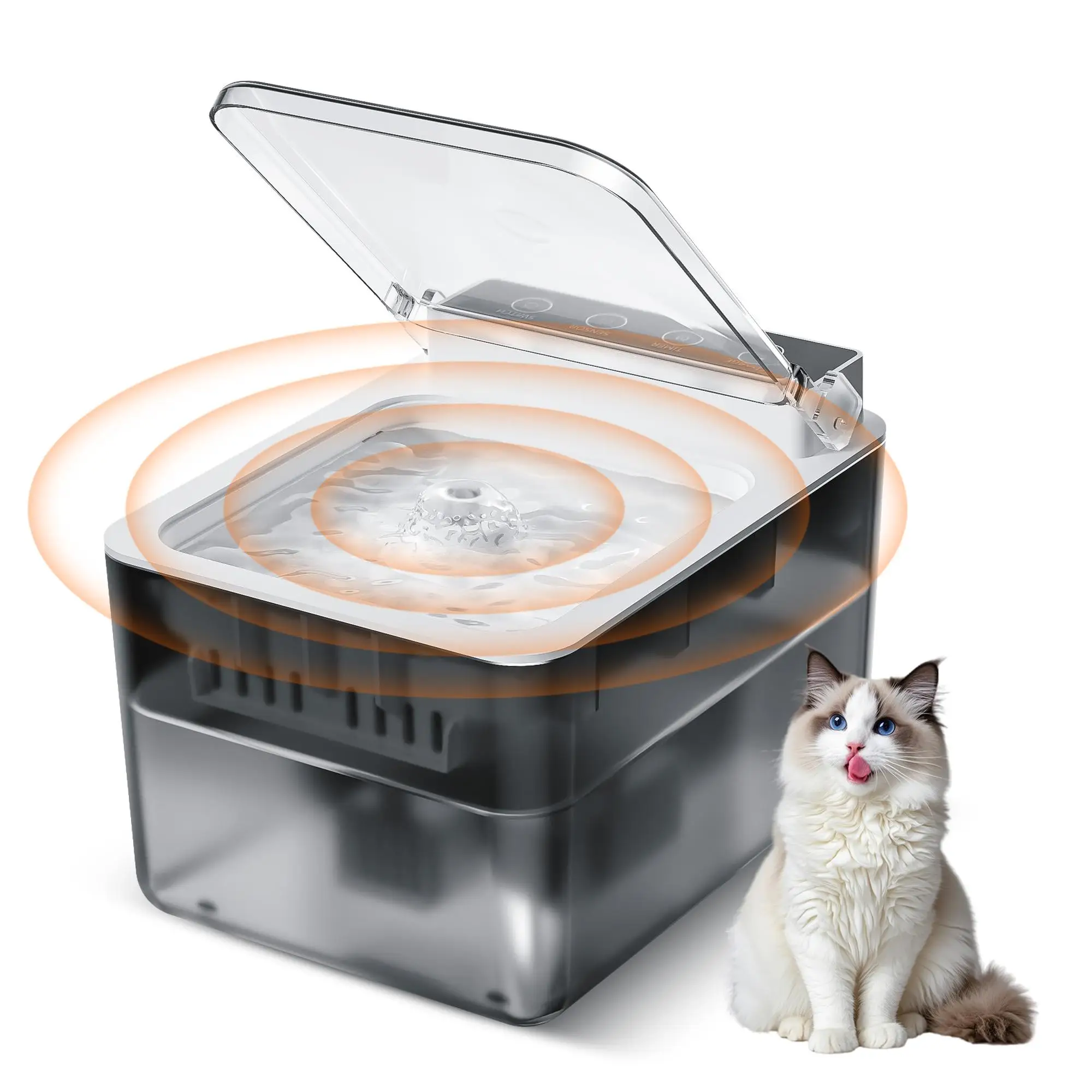 

Wireless rechargeable battery-driven 304 stainless steel cat automatic sensing pet water dispenser
