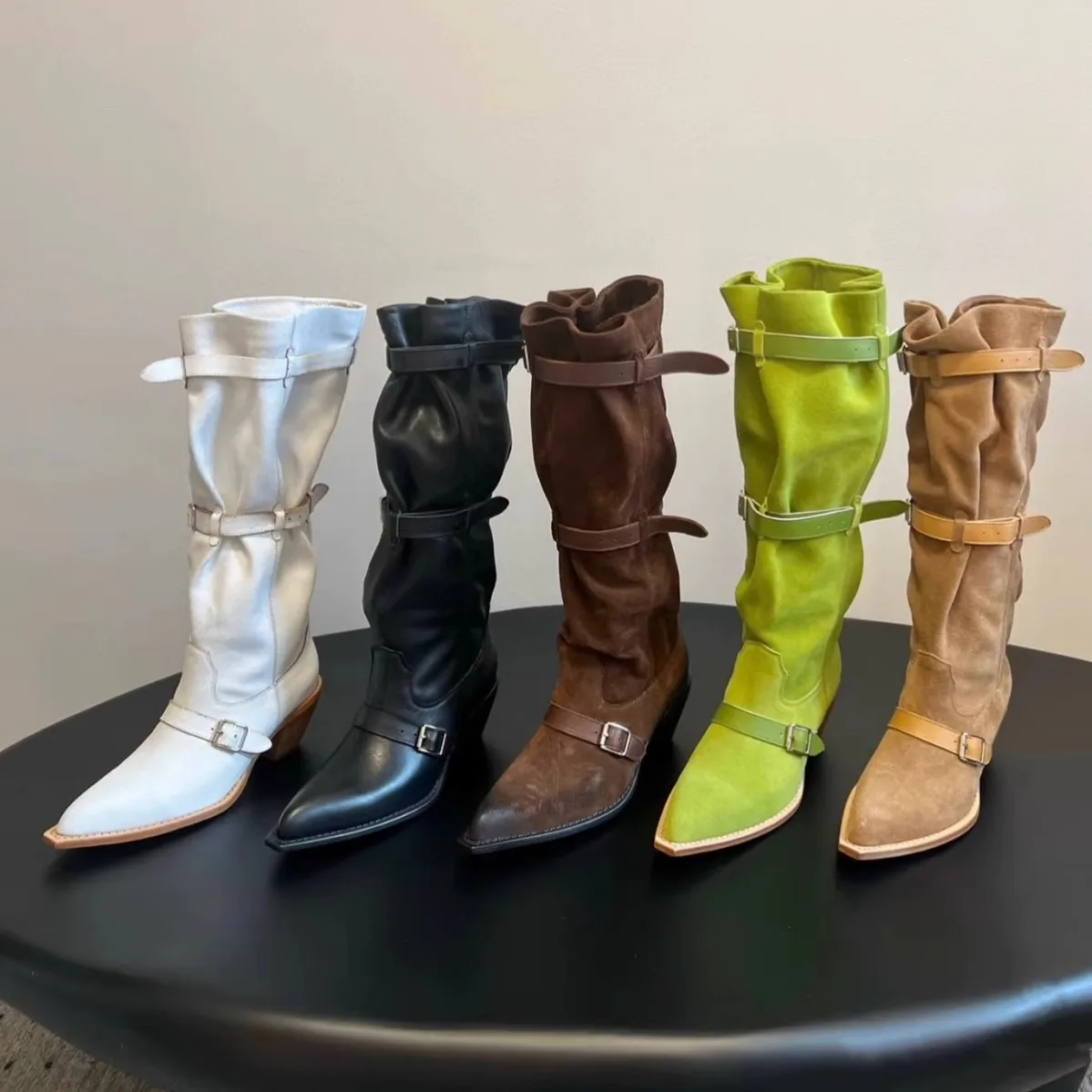 

Женские сапоги 2026: ретро-ковбойские сапоги в западном стиле, модные высокие сапоги для женщин в стиле «спайси гёрл»