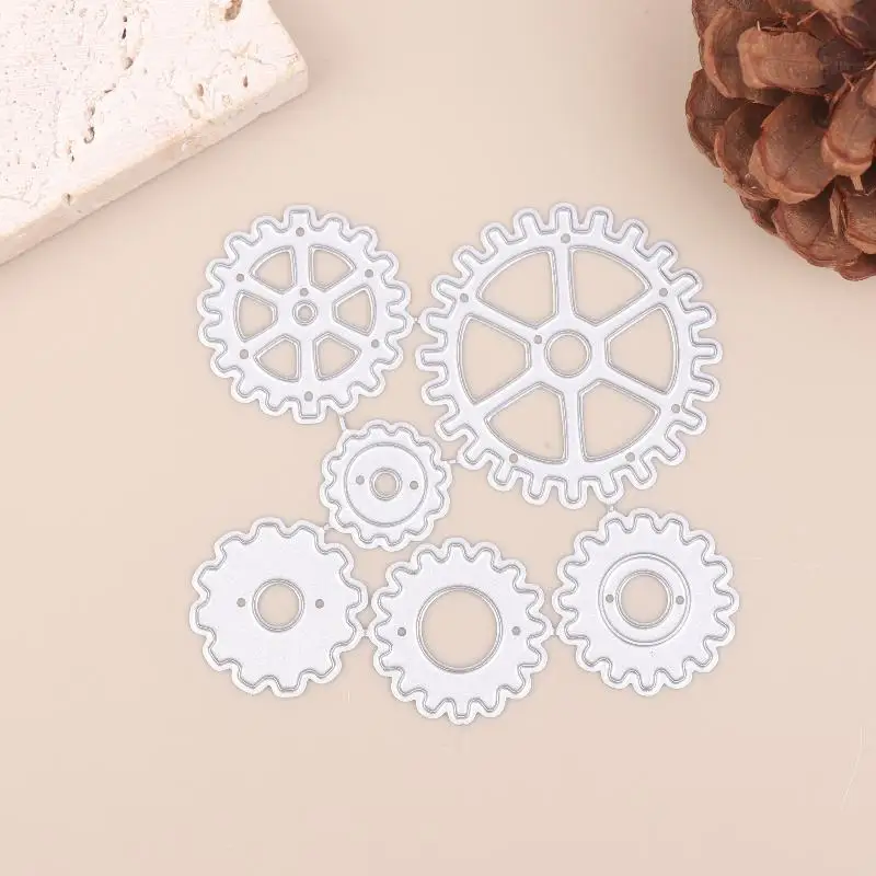 2Pcs Steampunk Gear Metal Cutting Dies For Scrapbooking DIY Clipart Photo Decoration Papercraft Cutter Die Mold Stencil